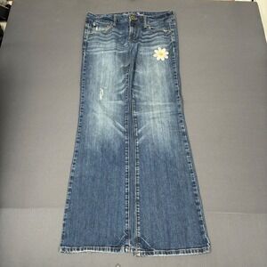 American Eagle Women's Dark Stone Wash Bootcut Flower Patch Jeans Size 32x32